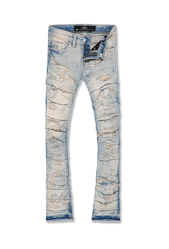 Jordan Craig Martin Stacked Ripple Effect Distressed Jeans (Cream Wash) JTF1157
