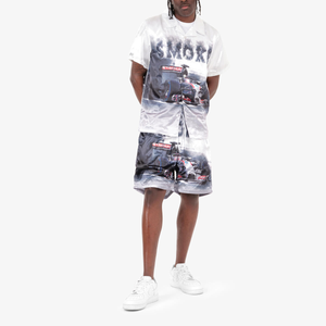 COPPER RIVET "RACING SMOKE" SATIN 2PC SET (WHITE)