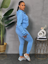 Load image into Gallery viewer, ACCESS LADIES 2PC ACTIVEWEAR/JOGGER ZIPDOWN FLEECE OUFIT SET (SKY BLUE)