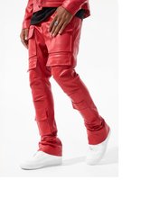 Load image into Gallery viewer, JORDAN CRAIG ROSS STACKED &quot;THRILLER&quot; CARGO PANTS (RED)