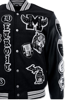 Load image into Gallery viewer, JORDAN CRAIG MOTOWN VARSITY JACKET (BLACK SHADOW)