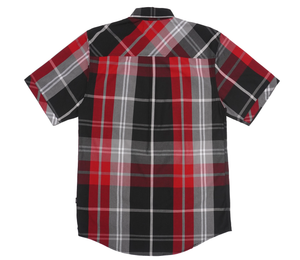 V845 VENO BUTTON-DOWN PLAID SHORT SLEEVES - BLACK/RED