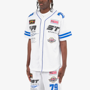 COPPER RIVET RACING BASEBALL JERSEY w/ MATCHING SHORT (WHITE)