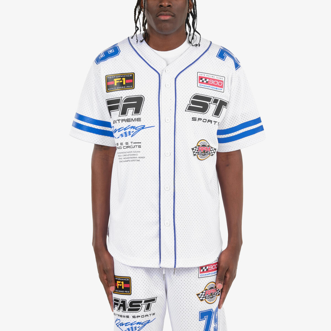 COPPER RIVET RACING BASEBALL JERSEY w/ MATCHING SHORT (WHITE)