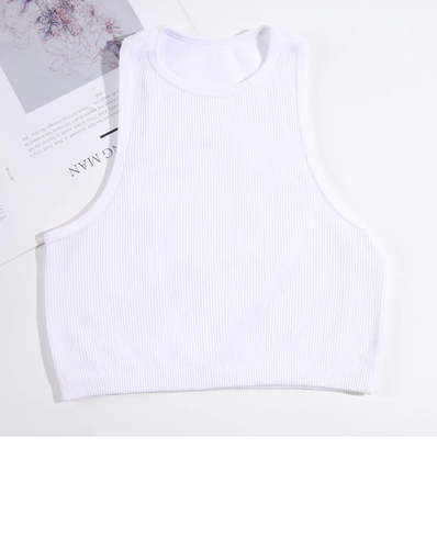WOMEN'S RIBBED TANK CROP TOP IN STORES NOW! (WHITE)