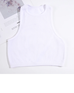 WOMEN'S RIBBED TANK CROP TOP IN STORES NOW! (WHITE)