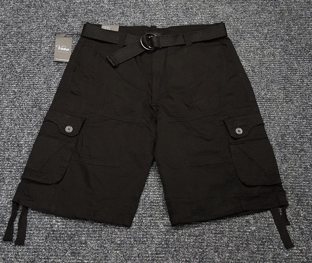 VENO FASHION TWILL CARGO SHORTS (BLACK)