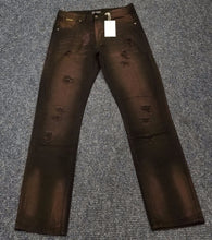 Load image into Gallery viewer, PARISH NATION BLK/BURGUNDY DISTRESSED JEANS
