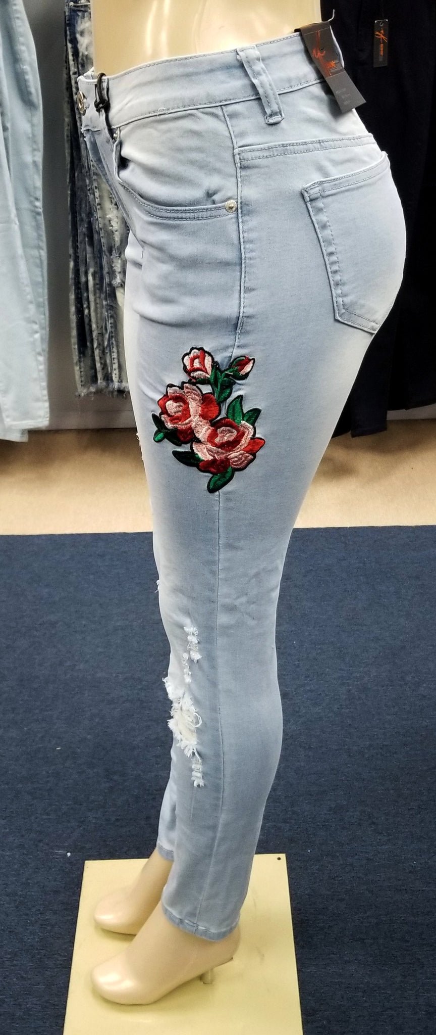Rose embroidered deals jeans