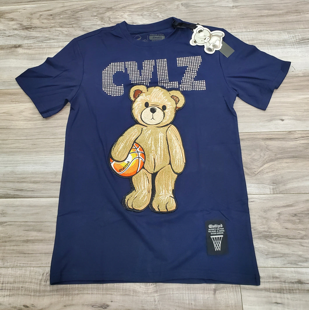 CIVILIZED BEAR STONED TEE (NAVY)