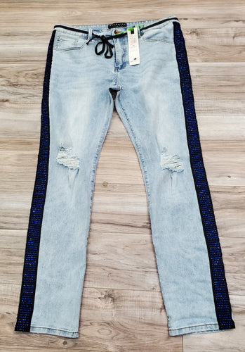 ETERNITY BC/AD Blue Stoned Tape Denim Light Wash Jeans
