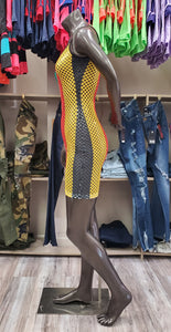 REDFOX MESH COLOR BLOCK DRESS (RASTA)