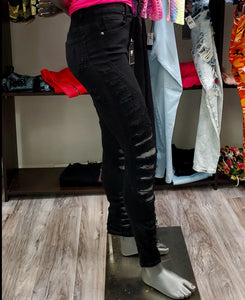 REDFOX HIGHWAIST ALL OVER RIP JEAN BLACK (PA0476)