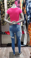Load image into Gallery viewer, REDFOX HIGHWAIST RHINESTONE JEANS MEDIUM. BLUE(PA0482)