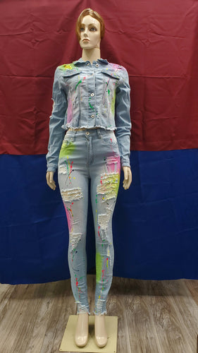 REDFOX NEON SPLATTER 2pc. DENIM SET