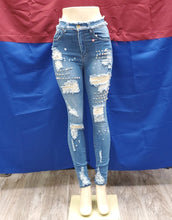 Load image into Gallery viewer, REDFOX HIGHWAIST JEANS WITH STUDS (MEDIUM BLUE) PA0493