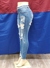 Load image into Gallery viewer, REDFOX HIGHWAIST JEANS WITH STUDS (MEDIUM BLUE) PA0493