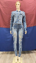 Load image into Gallery viewer, REDFOX FRAY DISTRESSED DENIM MEDIUM BLUE SET (SD100)