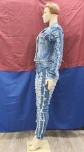 Load image into Gallery viewer, REDFOX FRAY DISTRESSED DENIM MEDIUM BLUE SET (SD100)