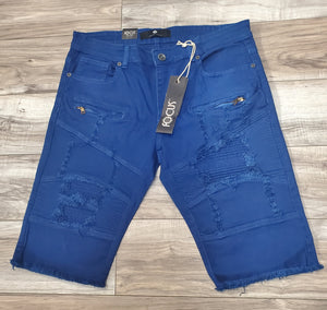 FOCUS MOTO RIPPED SHORTS (ROYAL)