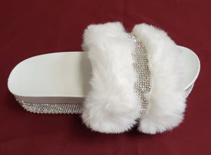 WOMEN RHINESTONE SLIDES (WHITE)