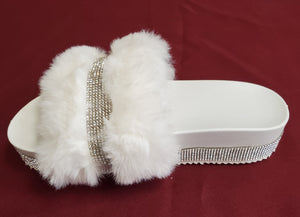 WOMEN RHINESTONE SLIDES (WHITE)