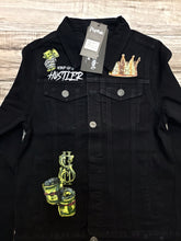 Load image into Gallery viewer, MOTIVE DENIM &quot;MIND OF A HUSTLER&quot; DENIM JACKET (BLACK)