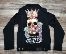 Load image into Gallery viewer, MOTIVE DENIM &quot;MIND OF A HUSTLER&quot; DENIM JACKET (BLACK)