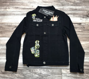 MOTIVE DENIM "MIND OF A HUSTLER" DENIM JACKET (BLACK)