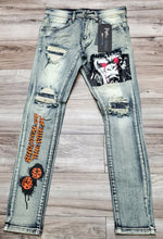 Load image into Gallery viewer, MOTIVE DENIM &quot;SURVIVAL OF THE FITTEST&quot; JEANS (VINTAGE)