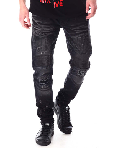MEN CREATE 2MRW MOTO JEAN W/BLACK STONES