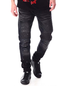 MEN CREATE 2MRW MOTO JEAN W/BLACK STONES