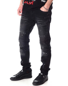 MEN CREATE 2MRW MOTO JEAN W/BLACK STONES