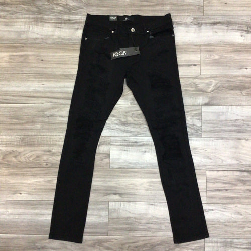 FOCUS JET BLACK DISTRESSED W/MOTTO JEANS