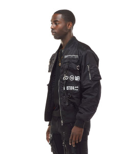 SMOKE RISE UTILITY MA1 NYLON JACKET (BLACK)