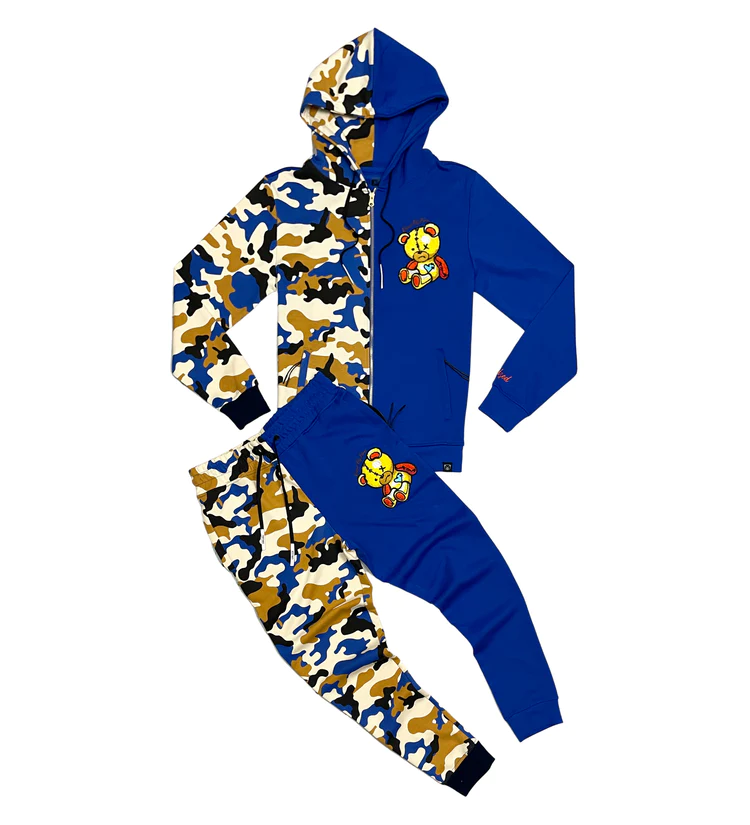 CIVILIZED Camo Bear Color Block Hoodie Jogger Set (ROYAL & MULTI) – Dee's  Urban Fashion