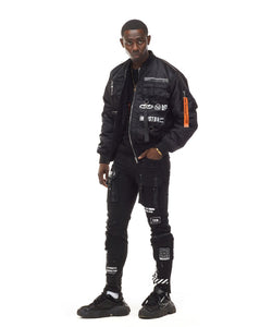 SMOKE RISE UTILITY MA1 NYLON JACKET (BLACK)