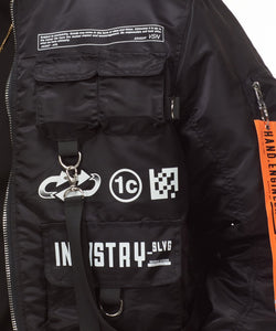 SMOKE RISE UTILITY MA1 NYLON JACKET (BLACK)