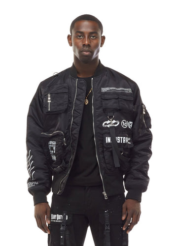 SMOKE RISE UTILITY MA1 NYLON JACKET (BLACK)