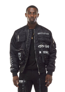 SMOKE RISE UTILITY MA1 NYLON JACKET (BLACK)