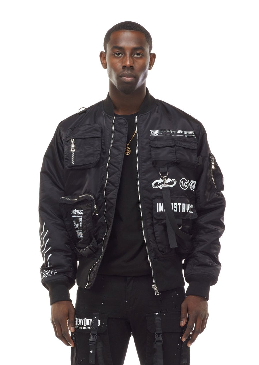 SMOKE RISE UTILITY MA1 NYLON JACKET (BLACK)