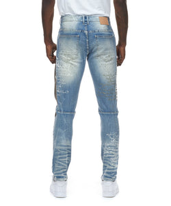 SMOKE RISE COLLAGE PATCH JEANS (CONWAY BLUE)
