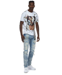 SMOKE RISE COLLAGE PATCH JEANS (CONWAY BLUE)
