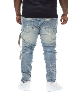 SMOKE RISE COLLAGE PATCH JEANS (CONWAY BLUE)