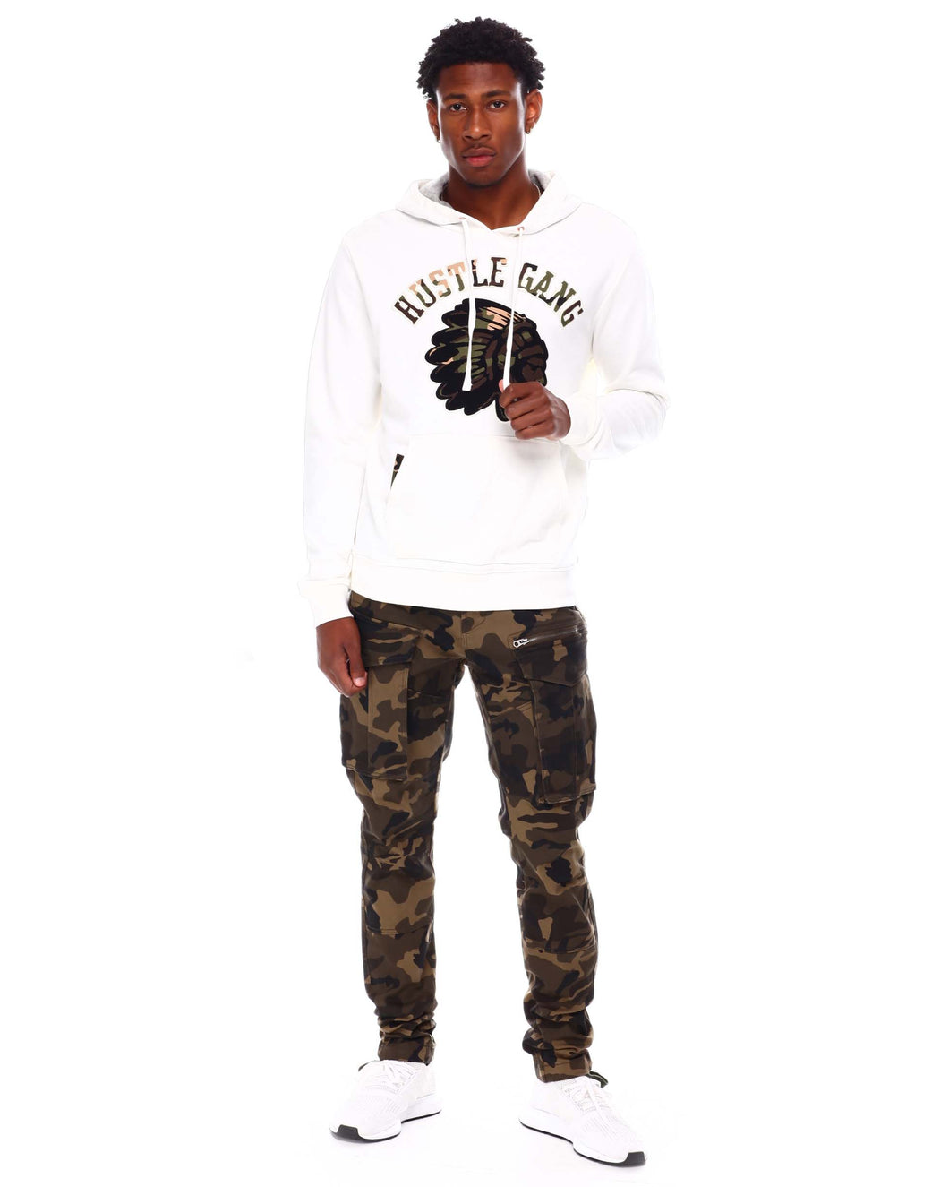 HUSTLE GANG COLDEST HOODIE (WHITE)
