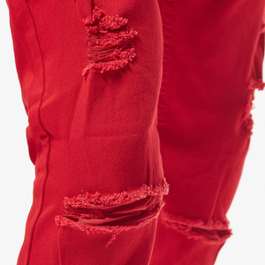 COPPER RIVET RED DENIM JEANS