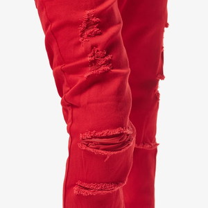 COPPER RIVET RED DENIM JEANS