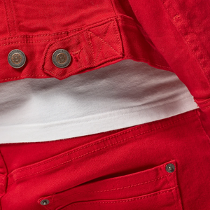 COPPER RIVET RED DENIM JEANS
