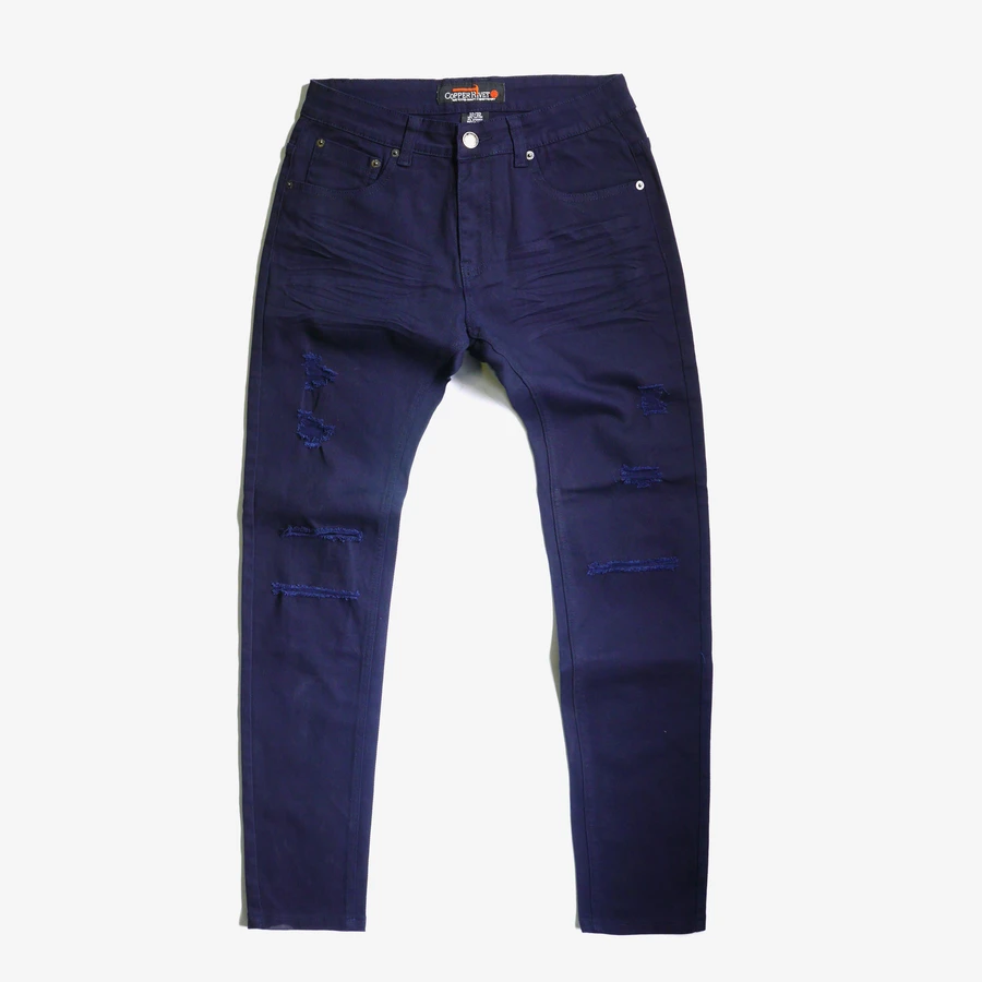 COPPER RIVET NAVY DENIM JEANS