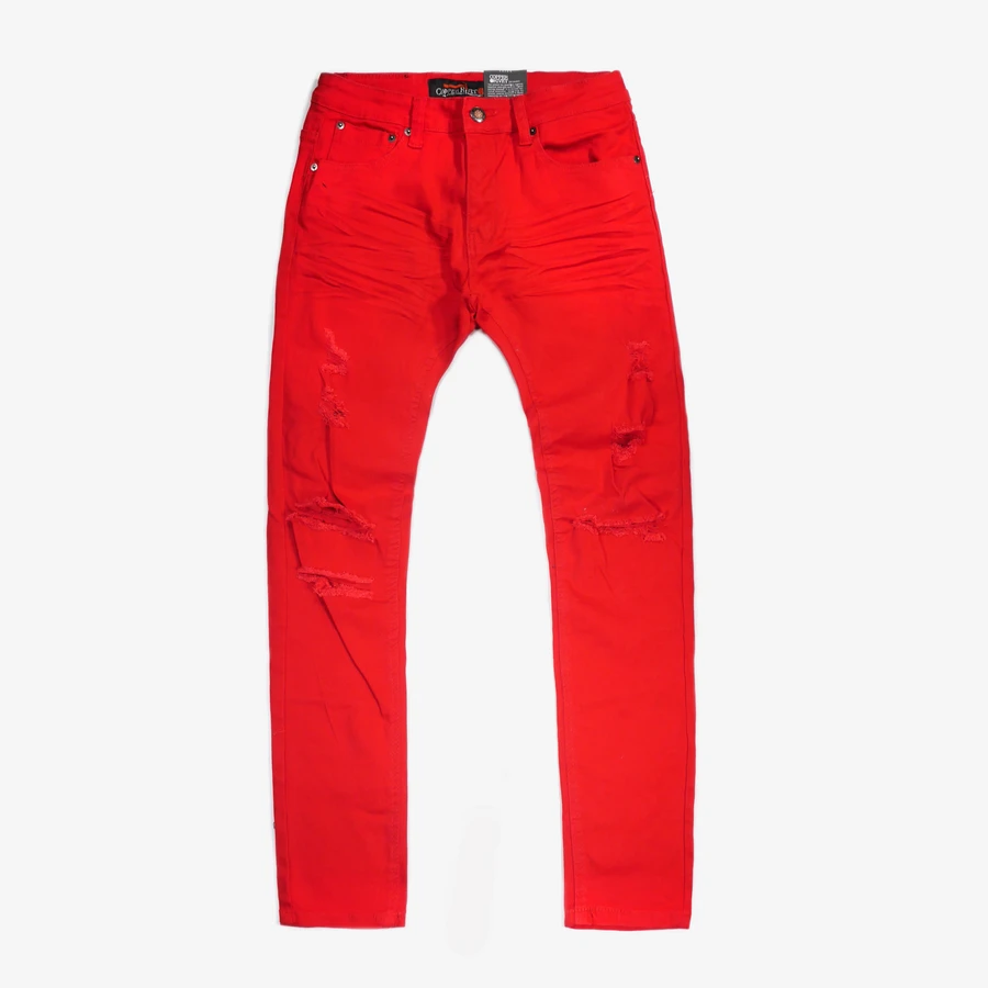 COPPER RIVET RED DENIM JEANS